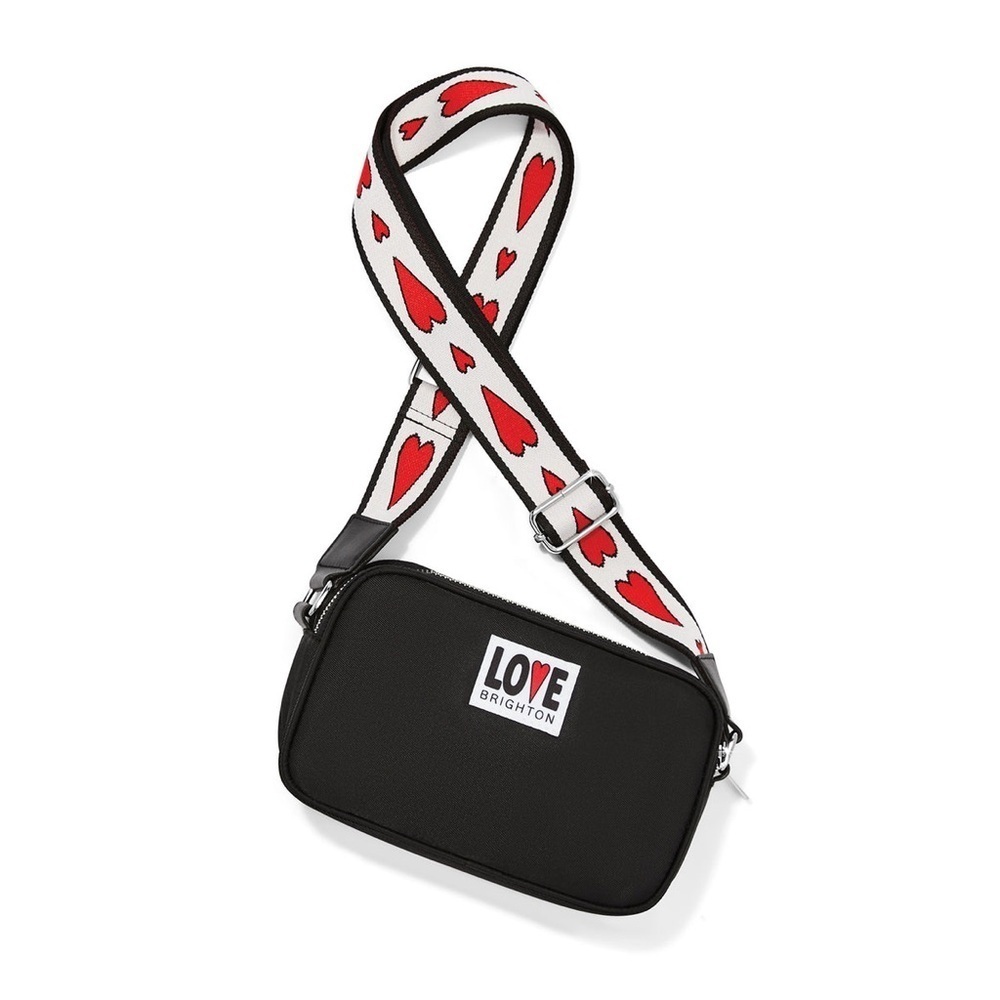 Brighton Love Essential Crossbody Belt Bag Black Red Hearts